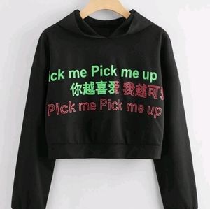 Chinese Graphic Crop Hoodie